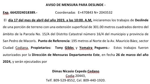 Aviso mesura Dimas