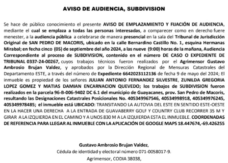 Aviso Gustavo Brujan