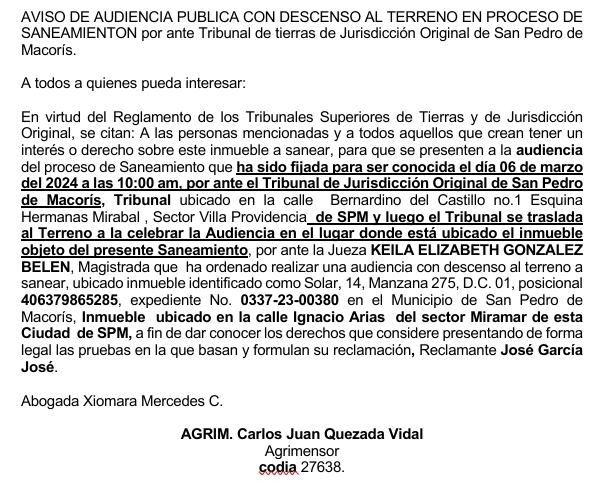 Aviso audiencia